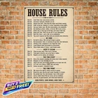 Gibbs House Rules Vintage Tin Sign 8x12 Sarcastic Home Metal Wall Decor