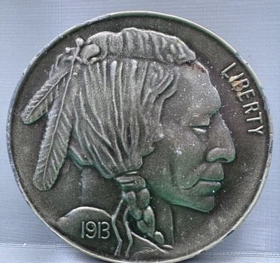 1913 Liberty Belt Buckle Indiana Metal Craft Native American Head