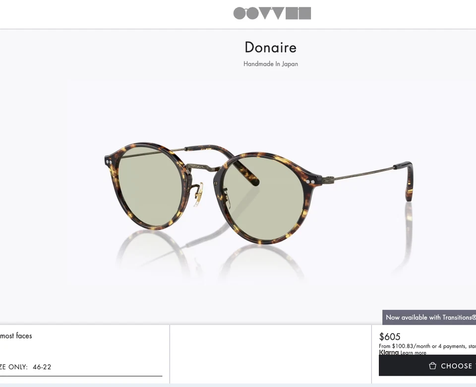 Oliver People Donaire 46 mm óptico 382/lavado verde embalaje original 5448T precio de venta sugerido por el fabricante 605 USD Foto 2 de 4