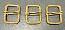 THREE SIMPLE GOLD TONE BRASS METAL VINTAGE BELT BUCKLES N561