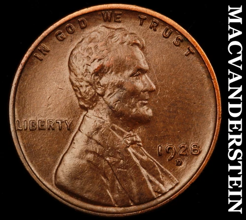 1928-D Lincoln Wheat Cent- Almost Unc+/ Uncirculated Semi Key No Reserve #J561