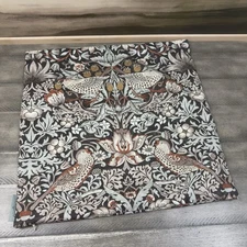 Rejuvenation Morris & Co. Strawberry Thief Pillow Cover 20” Gunmetal & Currant