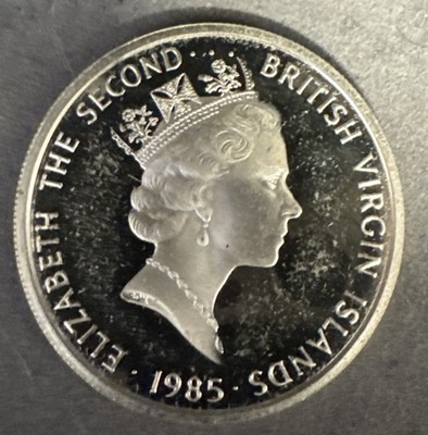 1985 British Virgin Island Queen Elizabeth The Second 20$ Coin FREE SHIPPING. D5