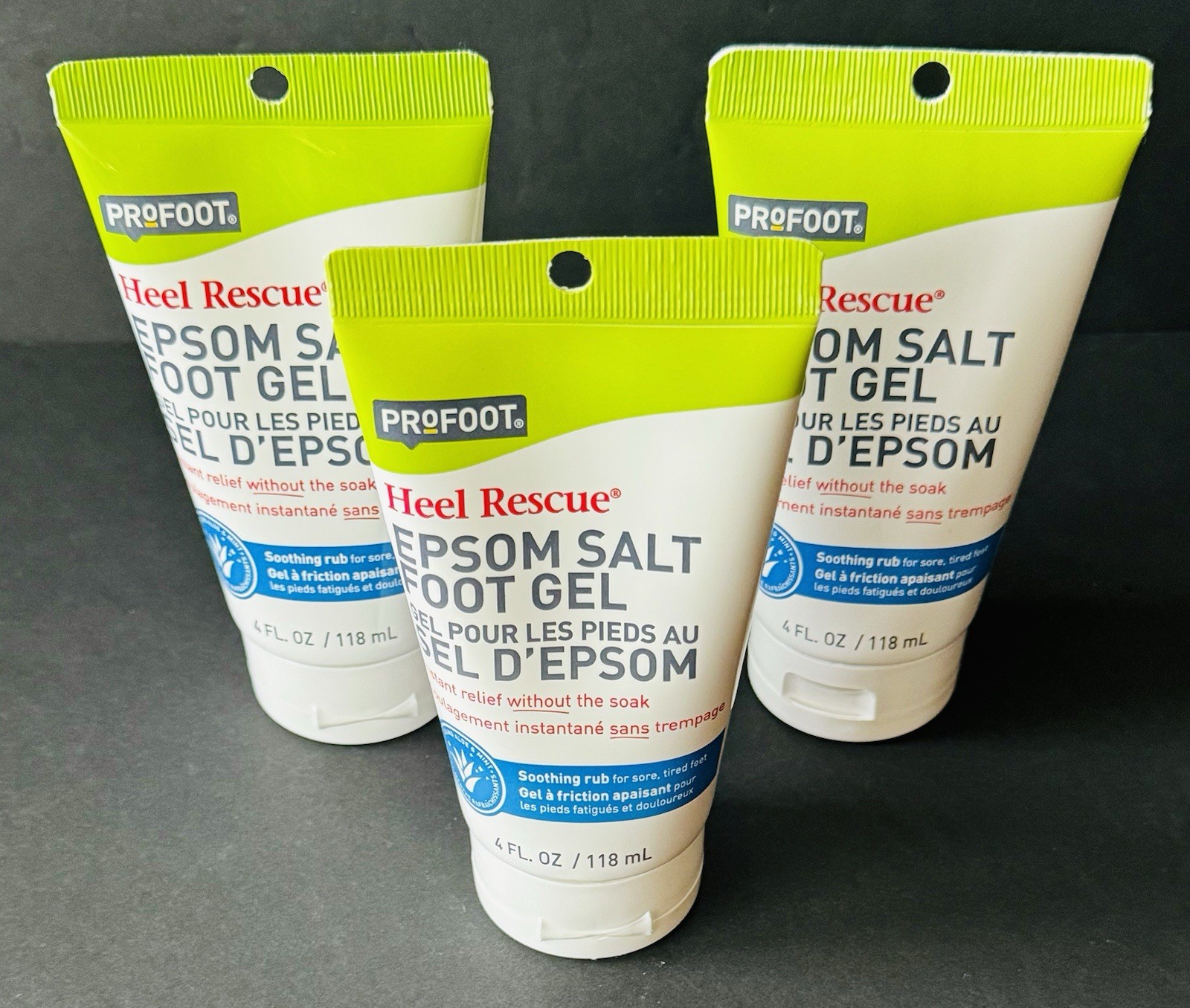 3x PROFOOT Heel Rescue EPSOM SALT FOOT GEL, Soothing rub for Sore, Tired Feet