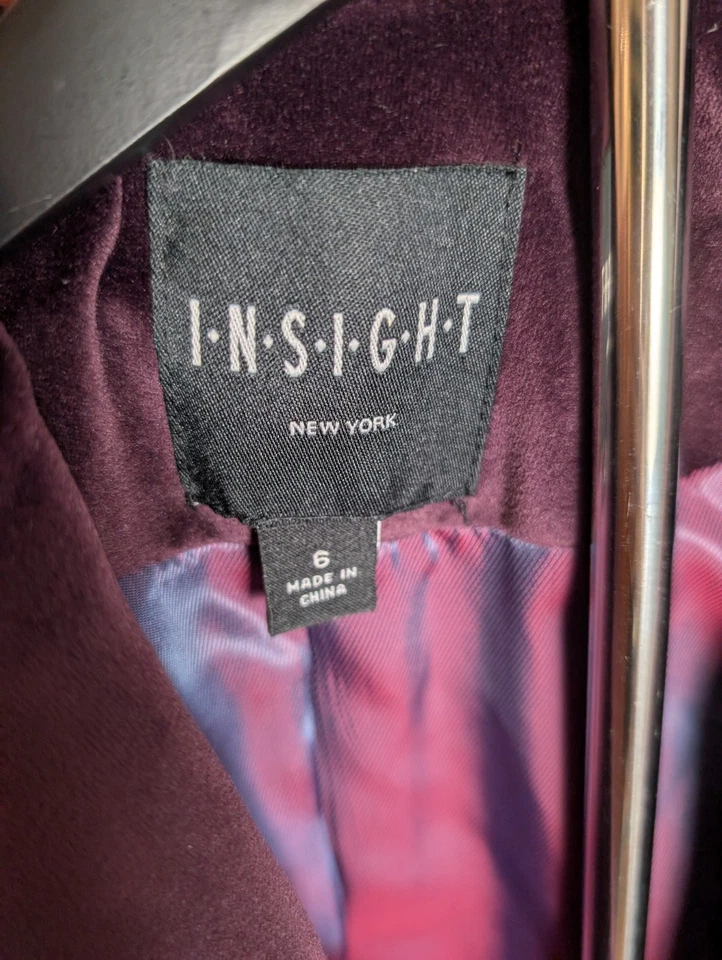 Chaqueta Blazer Insight Deep Purple Terciopelo Para Mujer Un Botón Talla 6 Foto 4 de 4