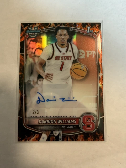 2025-26 Bowman Chrome FireFractor - Darrion Williams Auto /3 SSP #CPA-DW