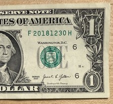 December 30 , 2018 $1 Dollar Bill Birthday Note Fancy Serial F20181230H 2021