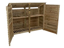 Wooden Log Store (Roof Sloping Back) with Doors and Shelf W-227cm, H-126cm or