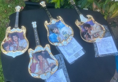 4 X Elvis Presley Guitar Shaped Bradex Ceramics Entertainer Of Century  - Ltd Ed
