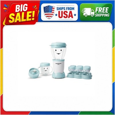 nutribullet Baby Food Blender NBY10100 Blue White 32 oz with Storage Cups