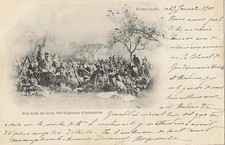 CARTE POSTALE BESANCON UNE HALTE EN FORET 60e REGIMENT D'INFANTERIE