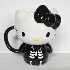 Sanrio Hello Kitty Skeleton Black Bow Figural 20 Oz Ceramic Mug Halloween Cup