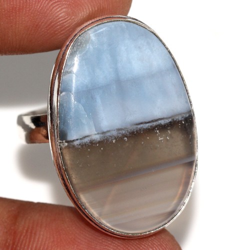 Owhyee Blue Opal 925 Silver Plated Gemstone Handmade Ring US 9 Stylish Gift JW