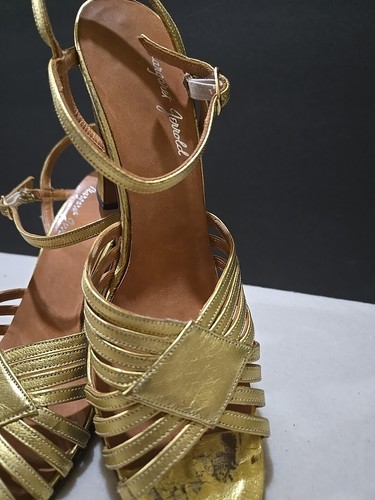 Vintage Margaret Jerrold 8 AAA Gold Shoes Sandals Strappy Open Toe Style 350 - Picture 4 of 22