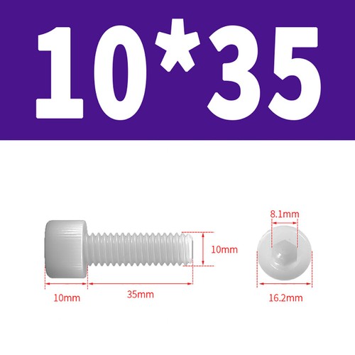 Kunststoff Zylinderschrauben Innensechskant Weiß Nylon DIN 912 M3 M4 M5 Bis M12 - Bild 62 von 82