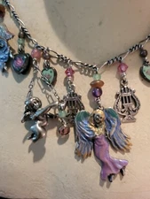 Vintage Lucy Isaac Angels 21 Charms 925 Sterling Necklace Authentic & VERY RARE