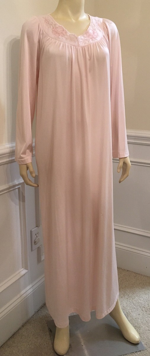 Shadowline WN SZ MEDIUM LONG PINK LG SL NIGHTGOWN NYLON EMB
