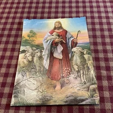 B. PLOCKHORST Jesus Christ w/ sheep THE GOOD SHEPHERD c. 1930’s embossed print