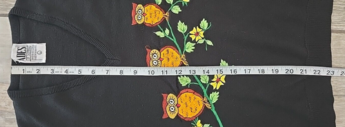 Vintage 70s Embroidered OWLS Sweater Large by Ades of California - Picture 6 of 7