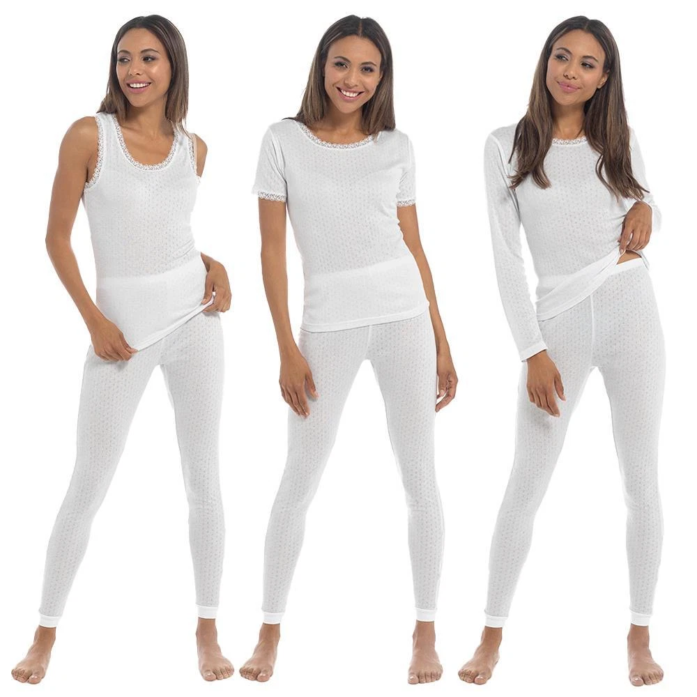 Womens Thermal Underwear Long, Short, Sleeveless Top and Long Johns (2  Pack)