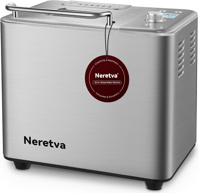20-IN-1 Bread Maker, Dual Heater 1.5LB/2LB Bread Machine Stainless Steel & Nonst