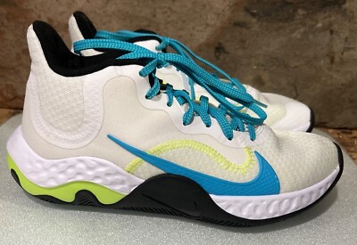 Nike Renew Elevate Basketball Sneakers CK2669-102 White/Blue/Yellow Mens Size 6