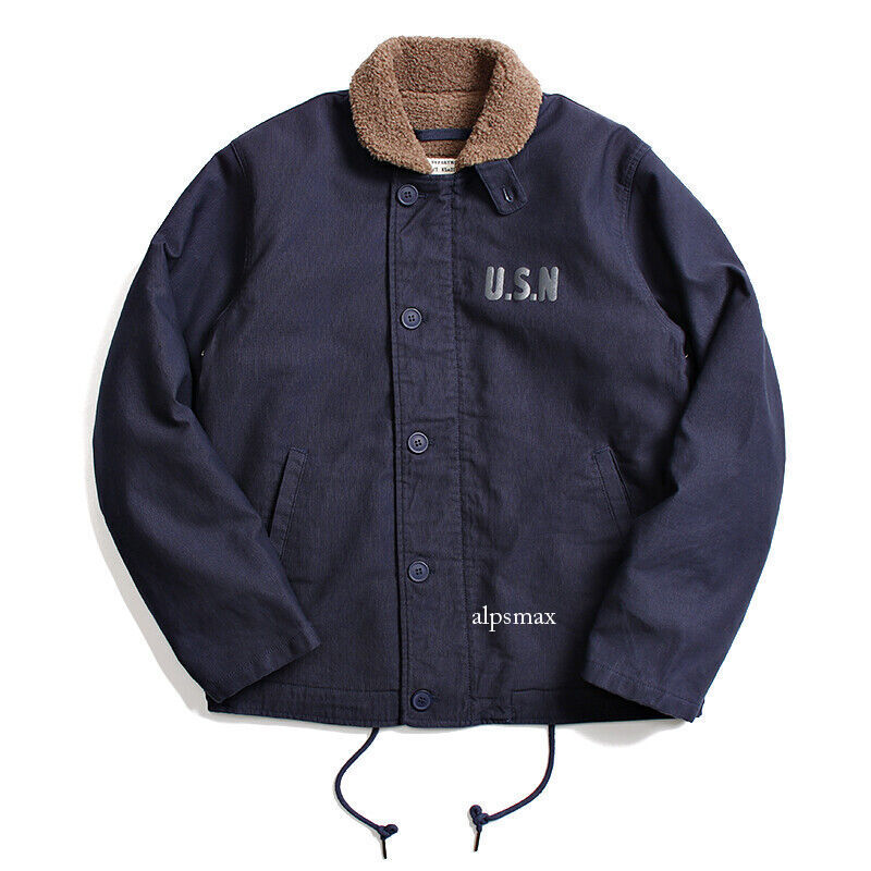 ジャケット・アウター 90s US NAVY DECK JACKET Vintage Navy N-1 Deck Jacket Men's Cotton Short Jacket Coats