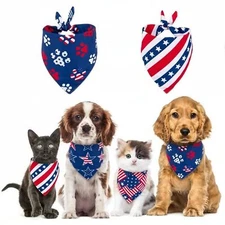 2 Pack Dog BandanaCat BandanasWashable Adjustable Triangle Pet Scarf Bibs Ker...