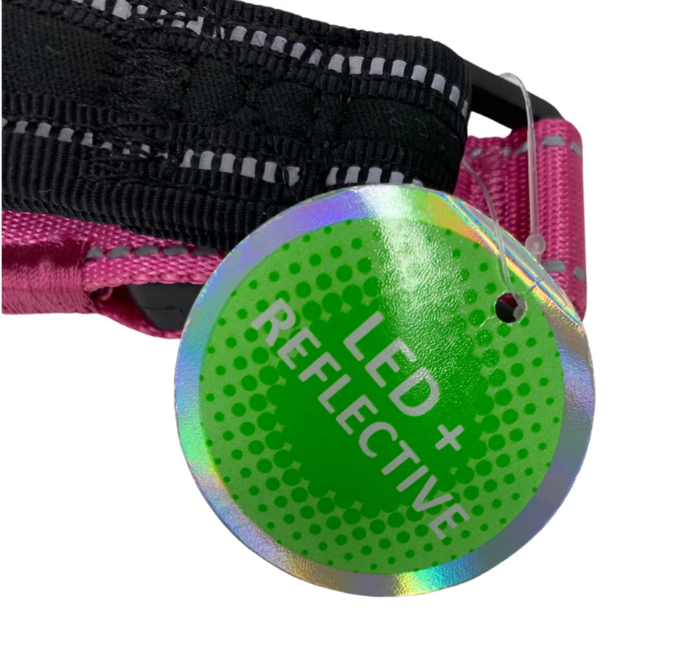 Correa Top Paw LED Reflectante Rosa y Negro Nueva Foto 3 de 4