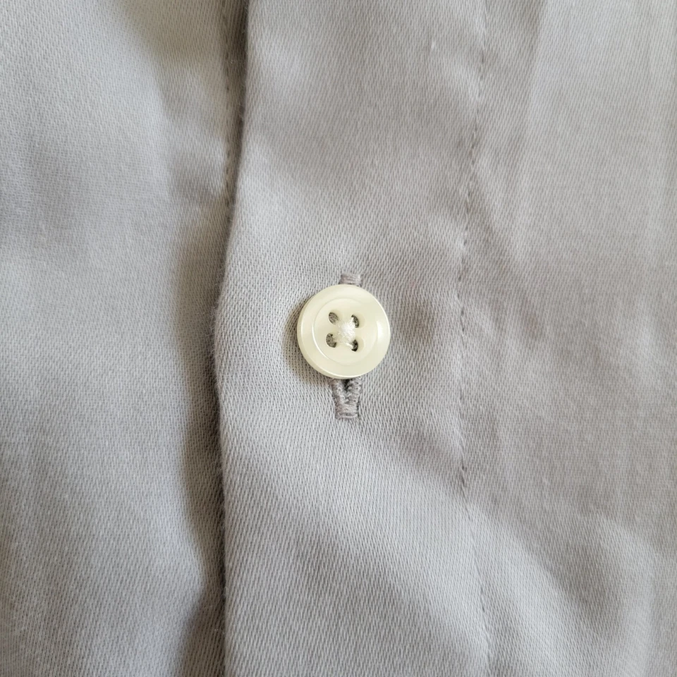 Camisa de vestir Crazy Horse Claiborne para hombre 16 32 33 gris satén manga larga Foto 4 de 4