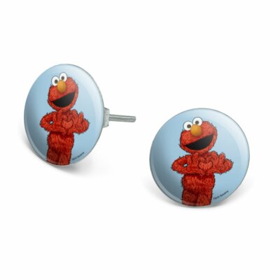 Sesame Street Vintage Elmo Novelty Silver Plated Stud Earrings