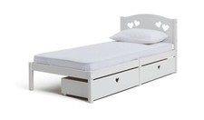 Mia Single Bed Frame with 2 Drawers White Modern Bedroom Furniture Storage