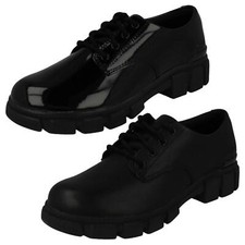 Girls Clarks 'Evyn Lace K' Chunky Lace Up School Shoes - F & G Fitting