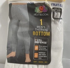 Fruit of the Loom Men's Dual Defense White Thermal Bottom Size 2XL  NWT