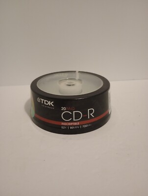 TDK CD-R 52x 20-Pack 80MIN 700MB Blank CDs Audio, Data - NEW & FACTORY SEALED!
