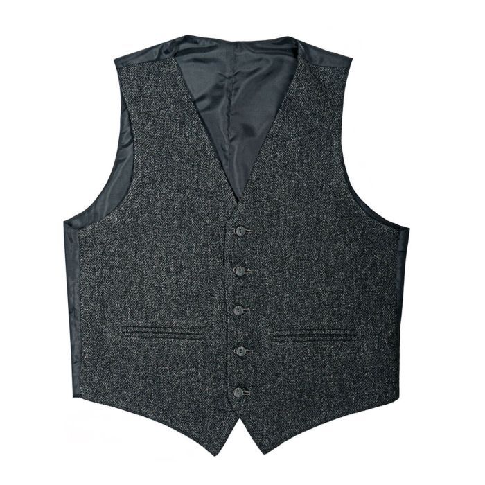 Scottish charcoal grey Wool Argyle Kilt with 5 button  Waistcoat Wedding Jacket image 5