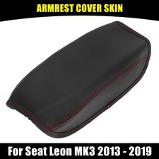 Car Center Console Lid Armrest Cover Protector for Seat Leon MK3 2013-2019 Black