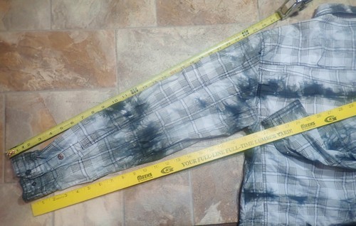 F.U.S.A.I Jeans Mens Lg Snap Button Tye Dye Distressed Shirt Roll Up Long Sleeve - Picture 18 of 22