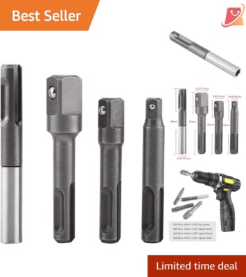 4 pcs SDS Plus Socket Adapter Set Stainless Steel 1/4'' Hex Drill Connector