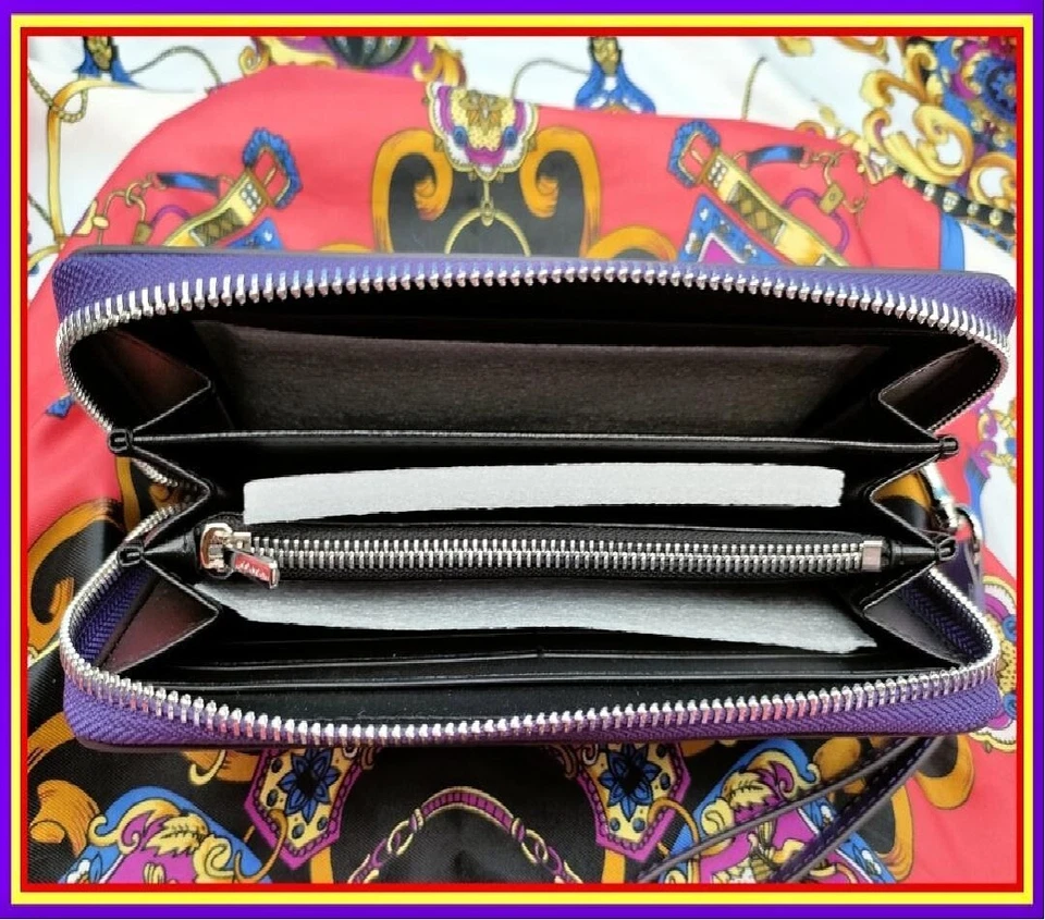 Cartera deportiva COACH C4452 púrpura firma cremallera larga con ventilador Fuji JP en caja de regalo Foto 4 de 4