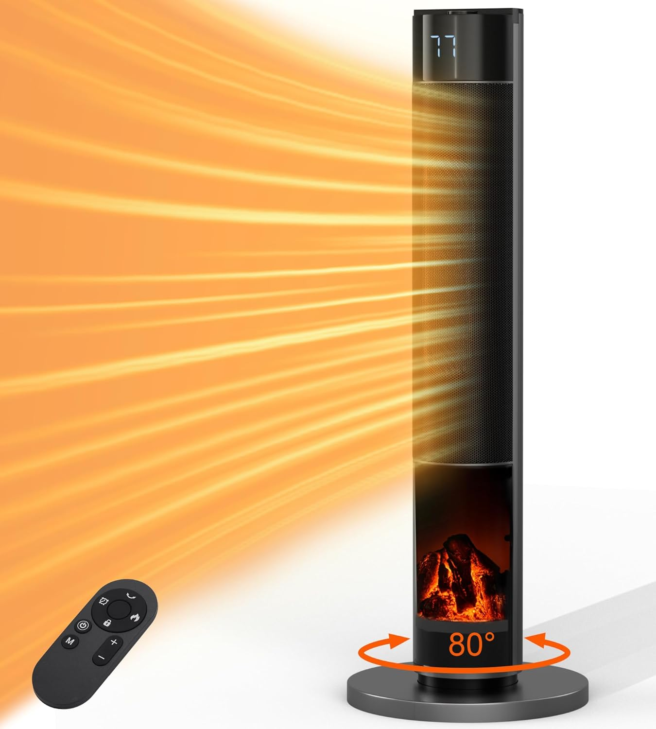 1500W Portable Space Heater with Remote and Adjustable Thermostat for Rooms-image