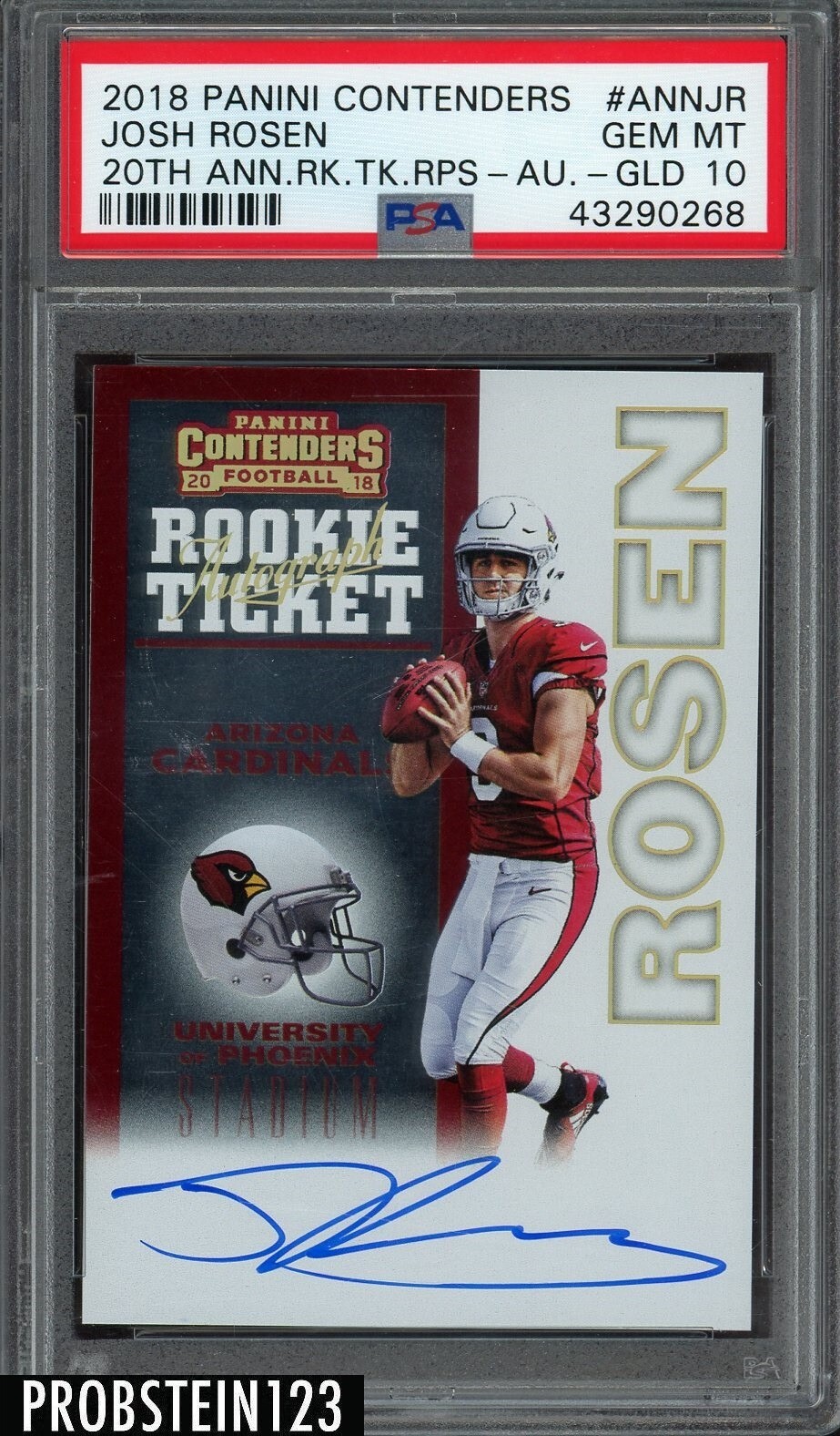 Josh Rosen Panini Contenders 20th Anniversary Rookie Ticket Rps #ANNJR Autograph
