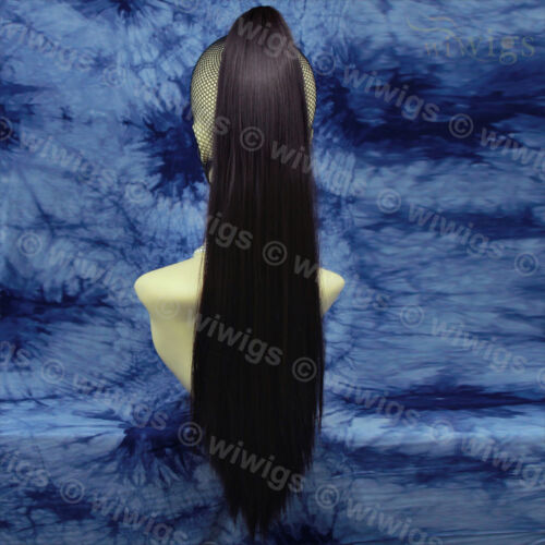 Wiwigs Dark Brown Long Straight Clip In Ponytail Hairpiece Extension - Foto 1 di 2