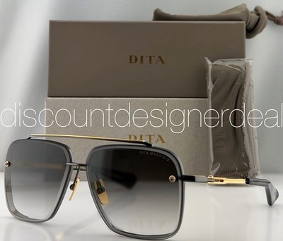DITA Mach-Six Sunglasses Black Yellow Gold Gray Gradient 62mm NEW DTS121-62-05