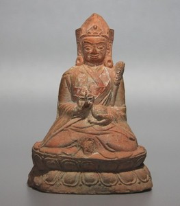 Rare Tibet 1400s Old Antique Buddhist Clay Tsa Tsa Buddha Statue Padmasambhava