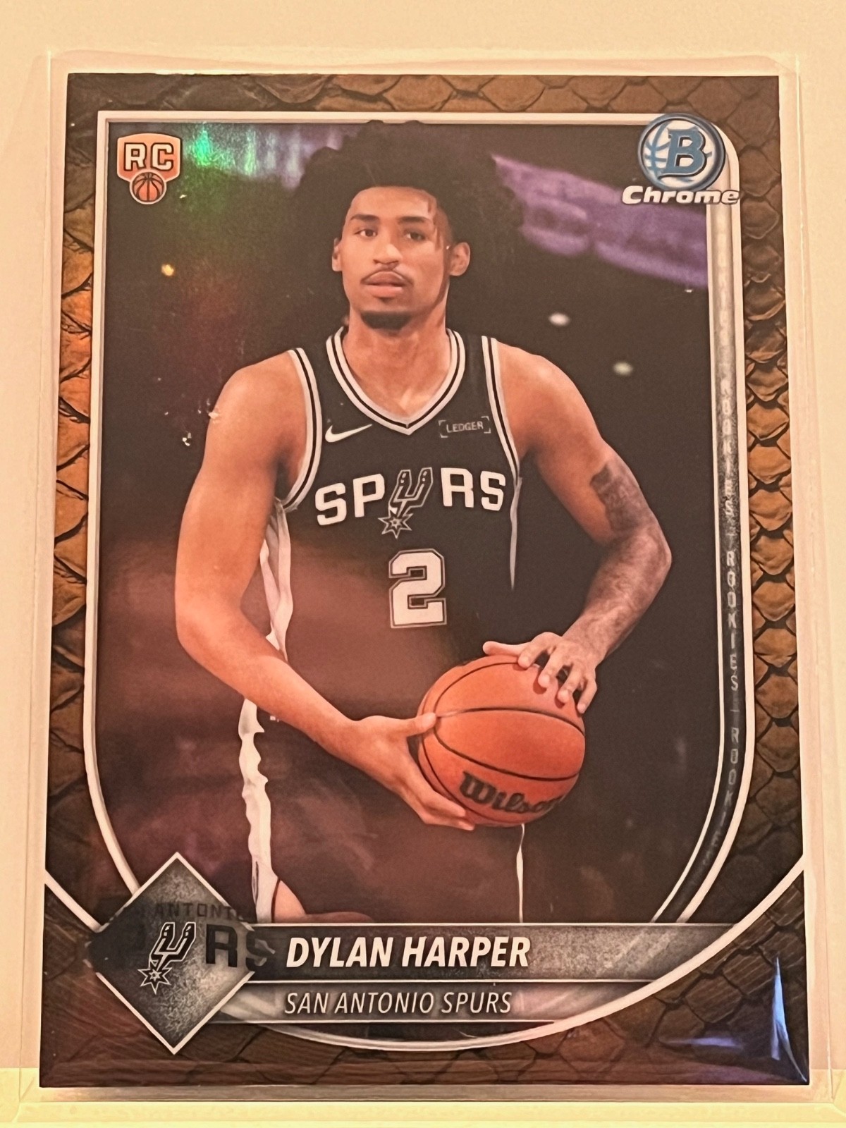 2025-26 Bowman Chrome Reptilian Refractor Dylan Harper Rookie RC #BCV-2 Spurs