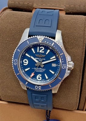 BREITLING 22mm BLUE RUBBER WATCH BAND TWO PIECE STRAP SWISS AVENGER PRO DIVER