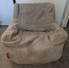 Lounge Pug Bean Bag Arm Chair Adults Kids Childrens Gaming Home Cord Silver Grey