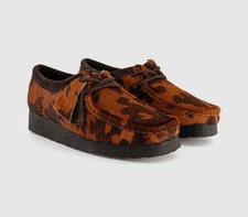 BNIB Clarks Originals Wallabee Ladies Brown Cow Print Shoes Uk Size 6 D EUR 39