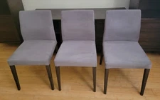 Crate & Barrel Monterey Dark Gray Fabric Dining Chairs - Set of 3